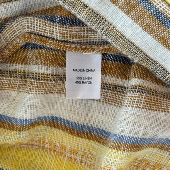 Drew Linen Blend Yellow & Blue Striped Pants with Gathered Hems - Size L - NWT - Picture 5 of 6